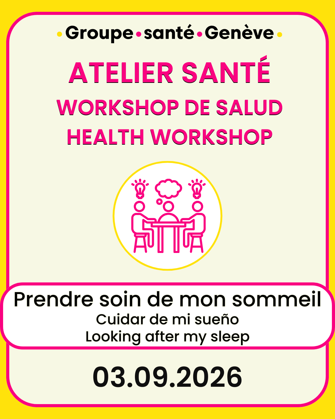Health Workshop : Looking after my sleep