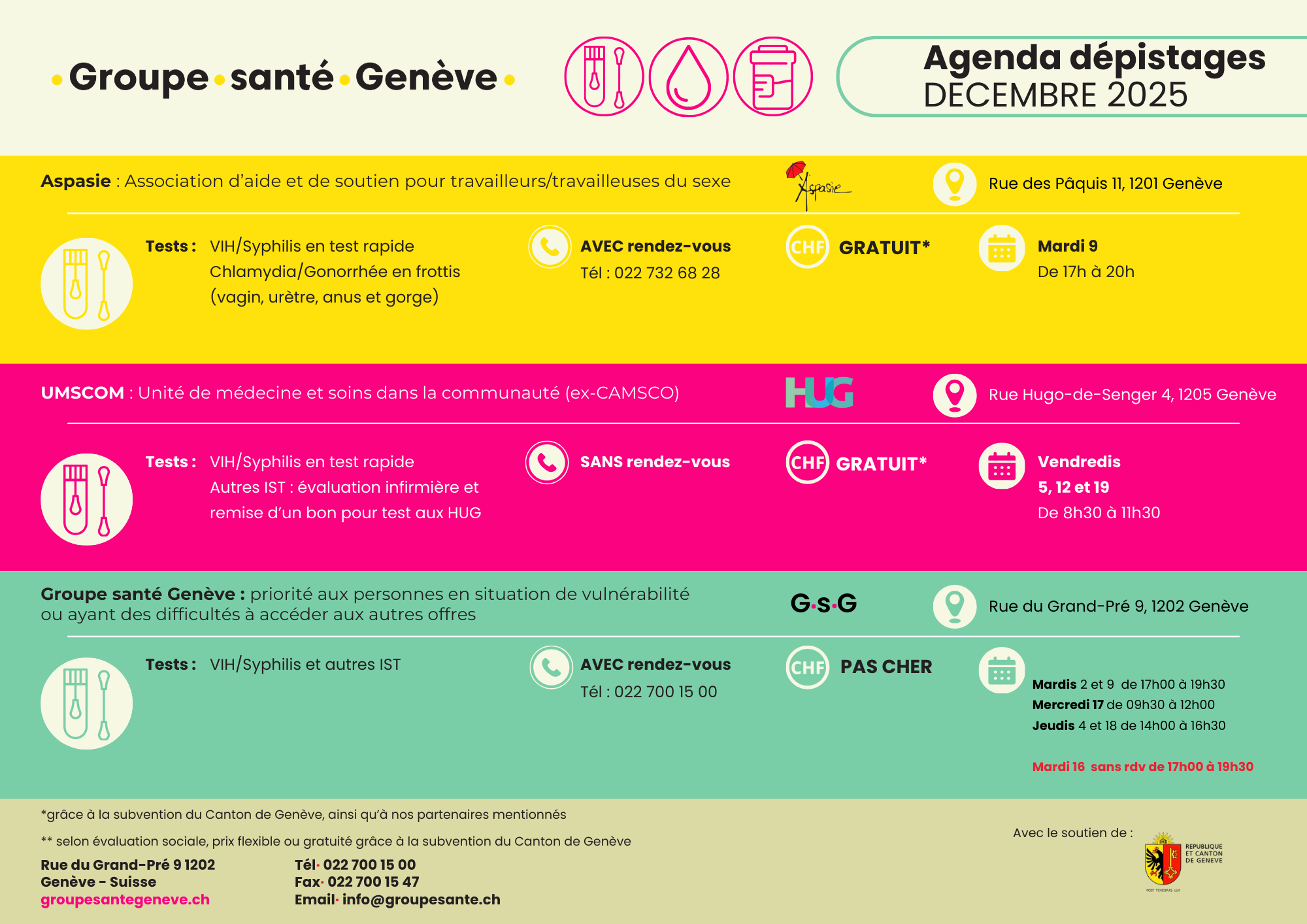 Agenda de detección de diciembre