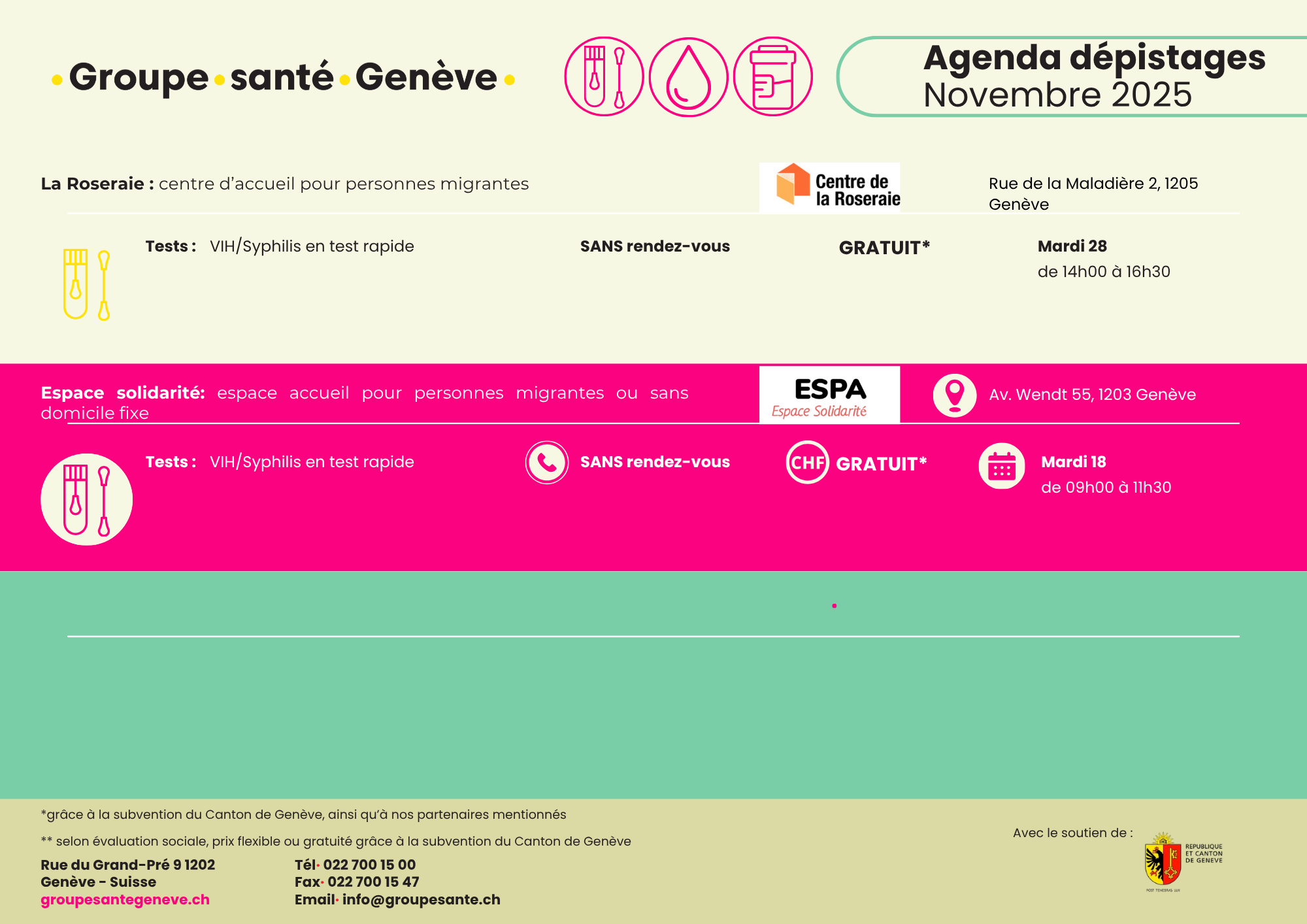 Agenda de rastreio de novembro